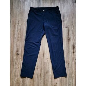 Lululemon Commission Pants Mens 34x32 Blur Navy Straight Fit Stretch Comfort
